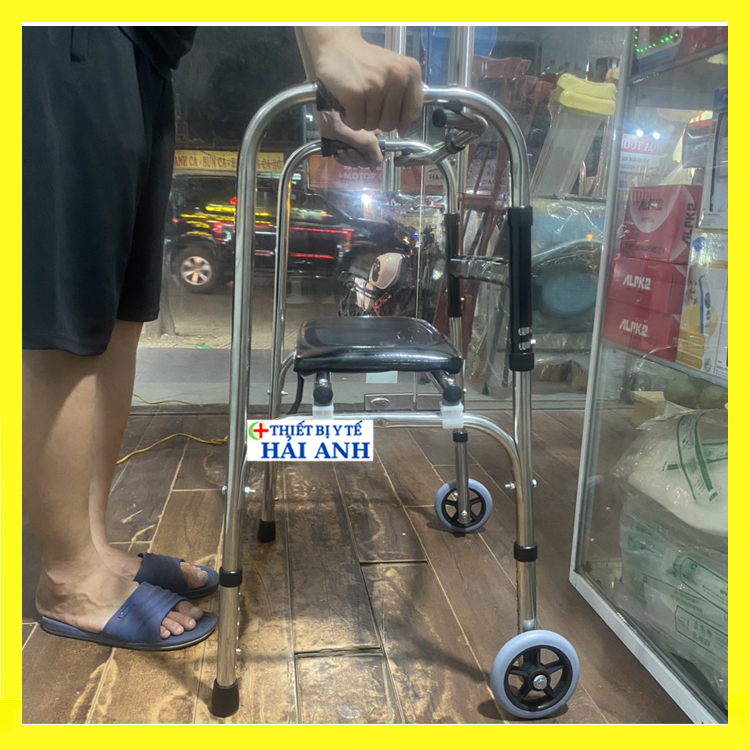 Khung Tập Đi Cho người Gi&agrave; C&oacute; B&aacute;nh Xe C&oacute; Ghế Ngồi H&agrave;ng Nhập Khẩu Cao Cấp