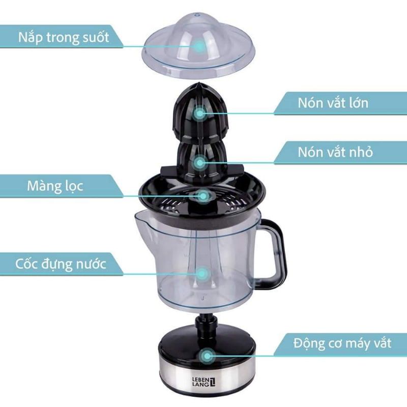 M&aacute;y vắt cam 2 chiều LEBENLANG 0.7l - LB389 Thương Hiệu Đức