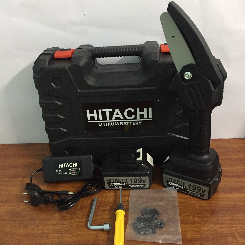 Máy cưa xích dùng pin cầm tay Hitachi 199V- Pin 10 cell - Lõi đồng