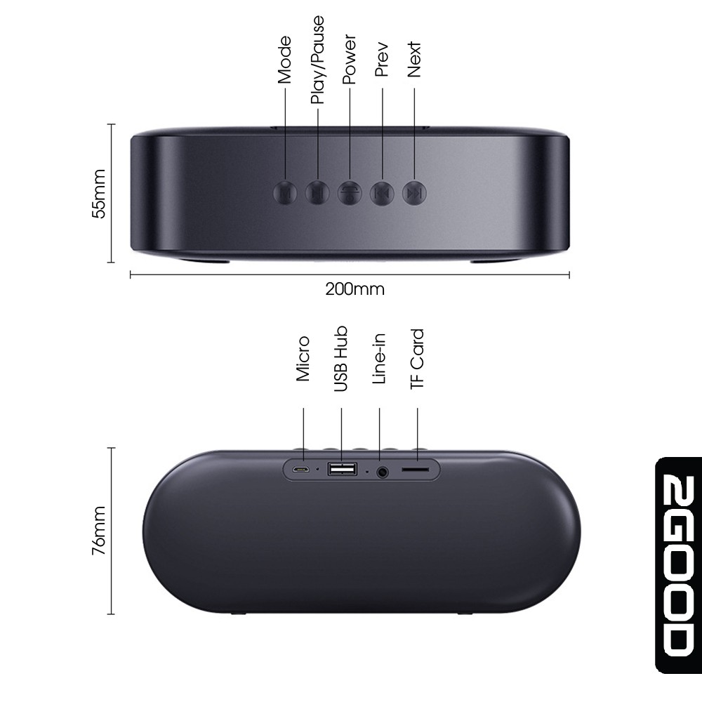 Loa Bluetooth 5.0 2GOOD S6, Extra Bass, Led Gaming 
