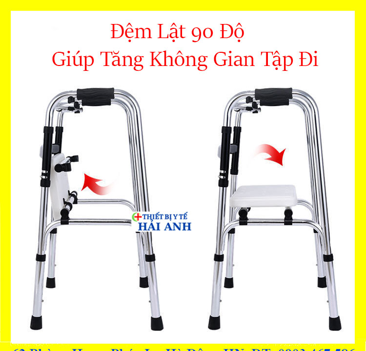 Khung Tập Đi Cho người Gi&agrave; C&oacute; B&aacute;nh Xe C&oacute; Ghế Ngồi H&agrave;ng Nhập Khẩu Cao Cấp