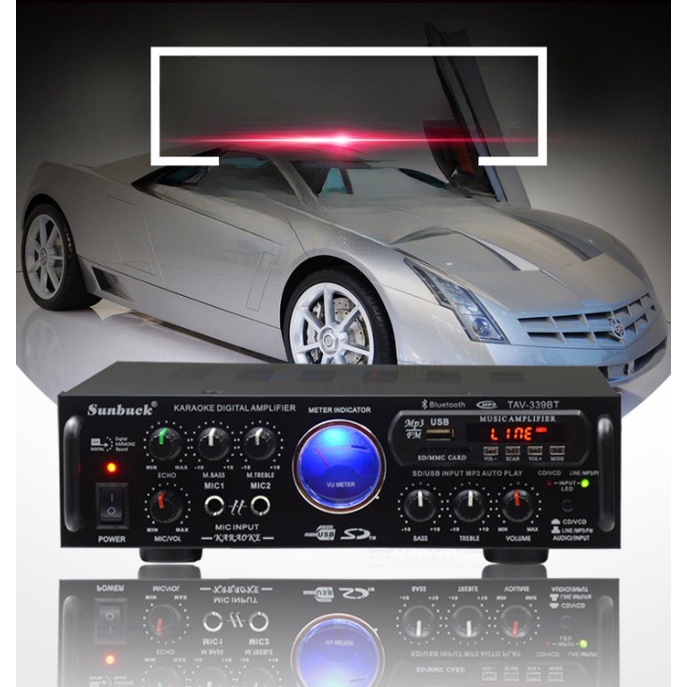 Amly bluetooth , amply karaoke bluetooth Sunbuck 339bt, đánh nhạc cực hay dùng điện 12v hoặc 220v Hot