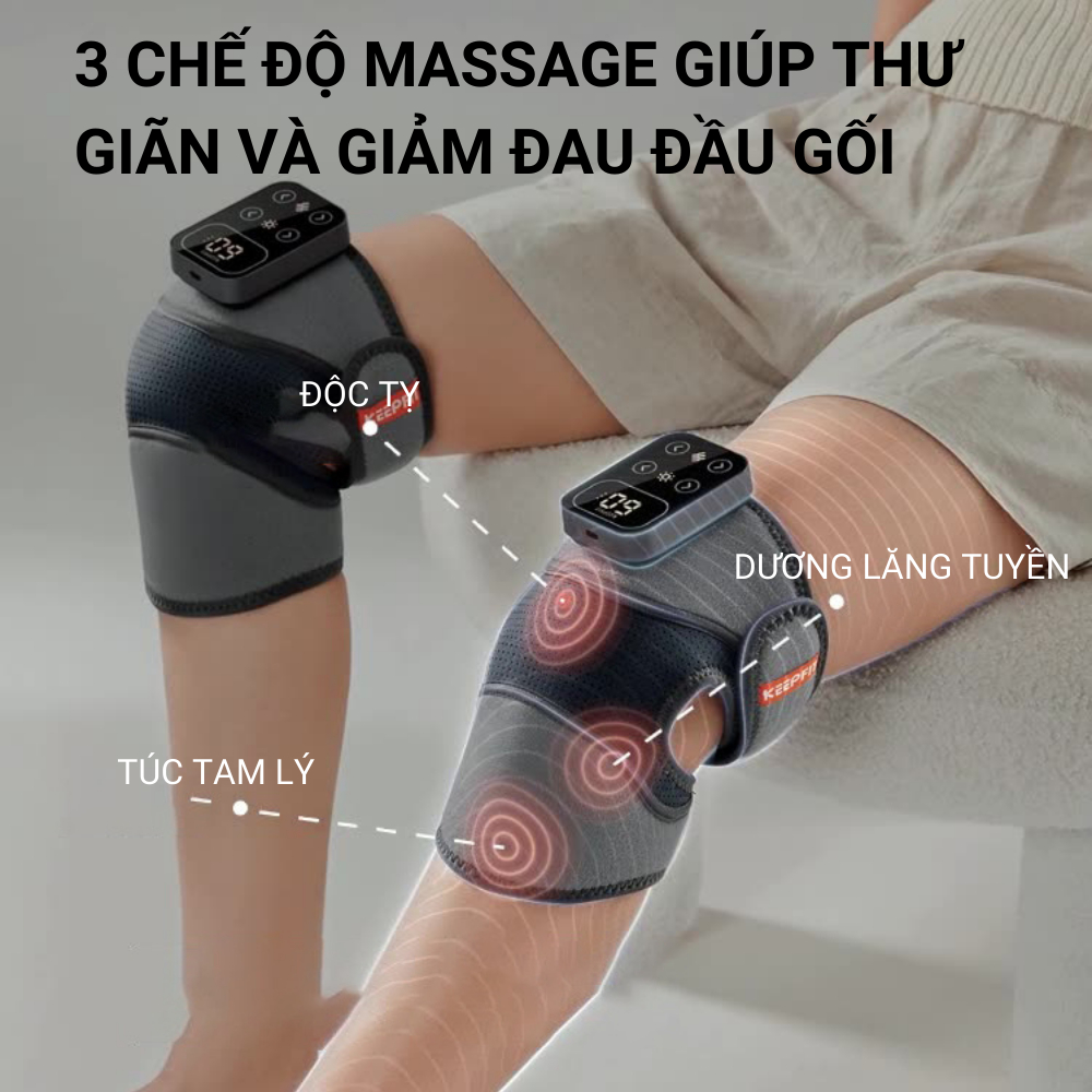 Máy massage đầu gối K9 mát xa rung kết hợp chườm ấm giảm đau nhức gối, vai, khuỷu tay chính hãng Hot