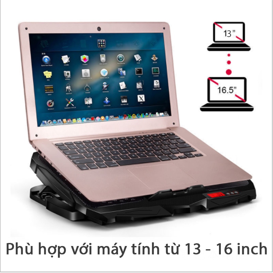Đế Tản Nhiệt Laptop C&ocirc;ng Suất Cao Mạnh Mẽ &Ecirc;m Du M&agrave;n H&igrave;nh LED Điều Khiển 6 Cấp Độ