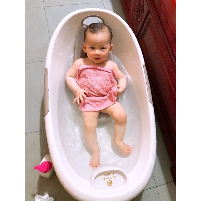 Chậu tắm elip Việt Nhật kèm giá đỡ cho bé