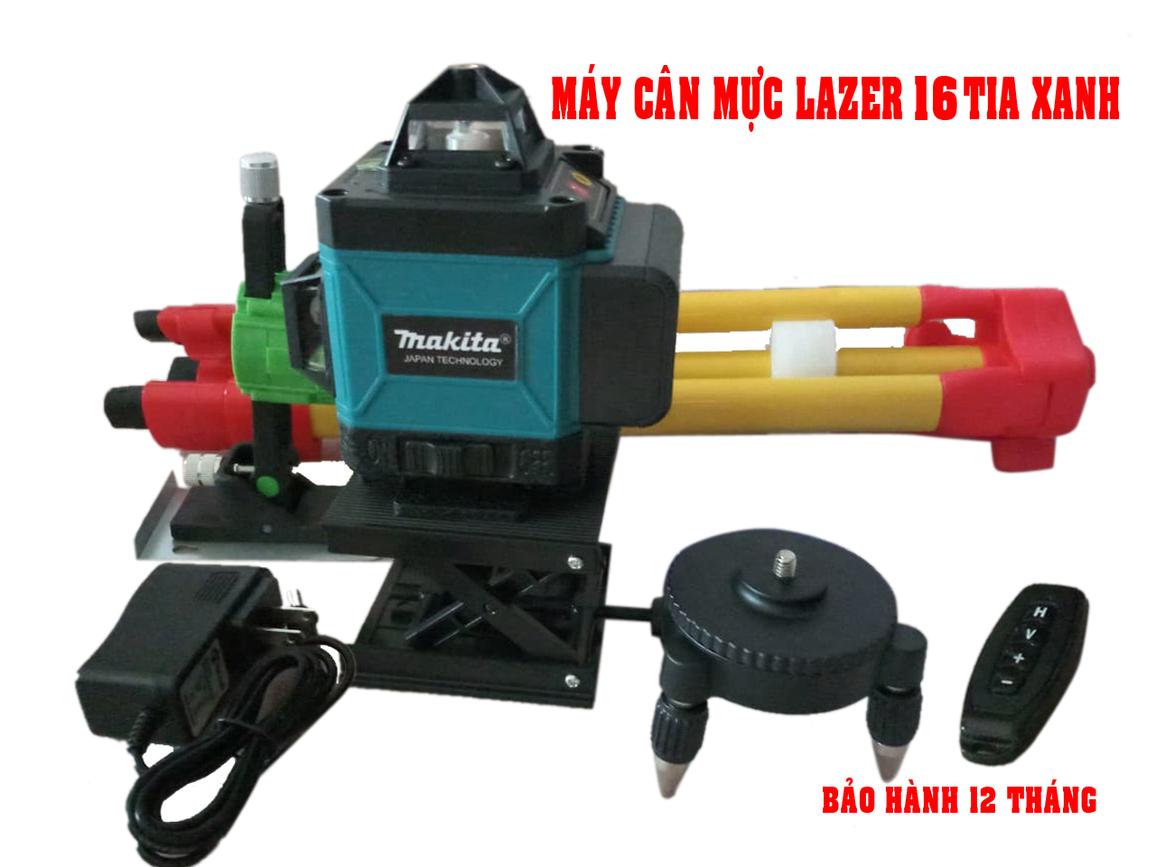 M&aacute;y c&acirc;n bằng laser tia xanh MAKITA 16 3D c&acirc;n mực bắn cốt tia laze n&eacute;t chuẩn k&egrave;m ch&acirc;n 1m2 v&agrave; gi&aacute; treo tường