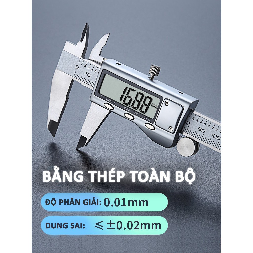 Thước kẹp điện tử 150mm th&eacute;p hợp kim kh&ocirc;ng rỉ m&agrave;n h&igrave;nh LCD Syntek