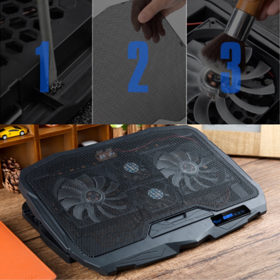 Đế Tản Nhiệt Laptop C&ocirc;ng Suất Cao Mạnh Mẽ &Ecirc;m Du M&agrave;n H&igrave;nh LED Điều Khiển 6 Cấp Độ