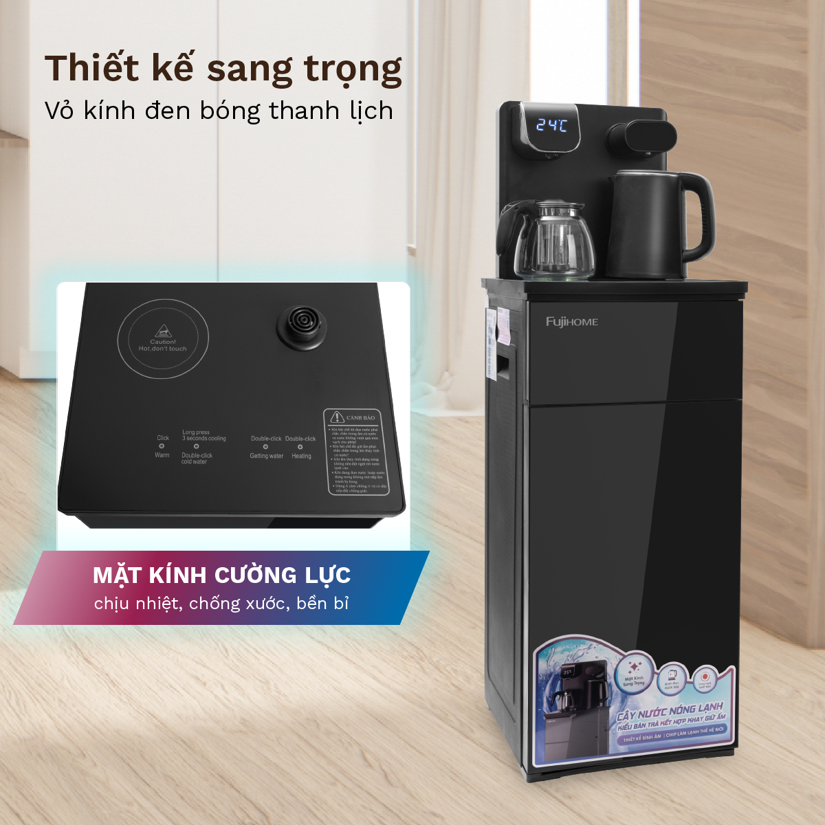 C&acirc;y nước B&agrave;n pha Tr&agrave;, Cafe n&oacute;ng lạnh FUJIHOME, c&acirc;y nước n&oacute;ng lạnh b&igrave;nh h&uacute;t &acirc;m dispenser water Hot
