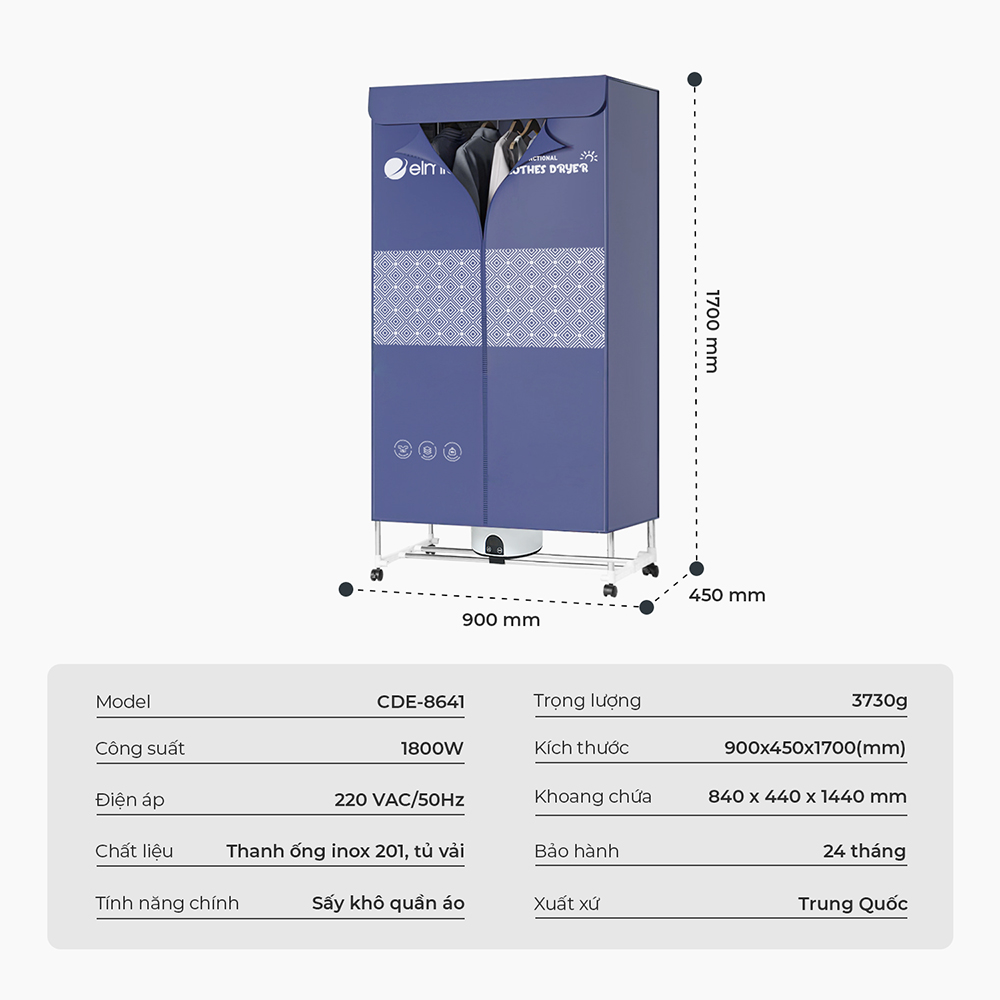 Tủ sấy quần &aacute;o Elmich CDE-8641 Cao Cấp Hot