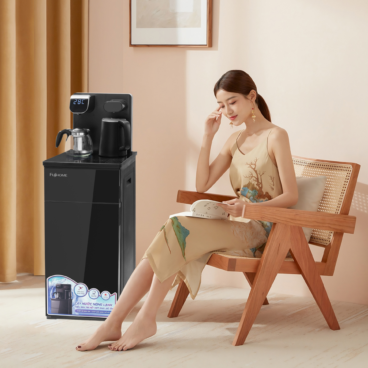 C&acirc;y nước B&agrave;n pha Tr&agrave;, Cafe n&oacute;ng lạnh FUJIHOME, c&acirc;y nước n&oacute;ng lạnh b&igrave;nh h&uacute;t &acirc;m dispenser water Hot