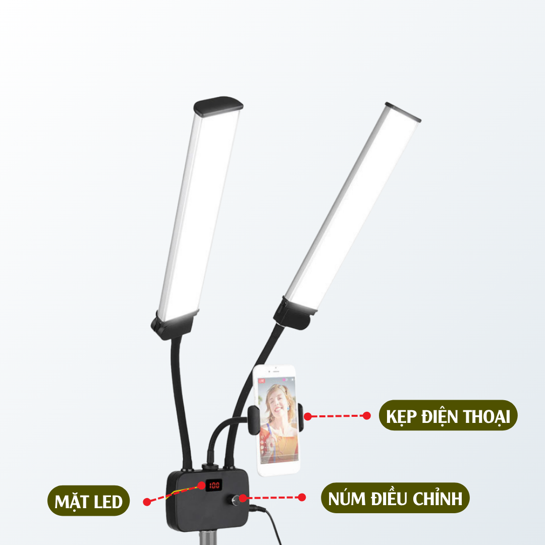 Đ&egrave;n 2 R&acirc;u Trợ S&aacute;ng Spa HULAKO Trợ S&aacute;ng Livestream, Phun Xăm, Spa, Điểu Chỉnh 3 M&agrave;u S&aacute;ng, 2 nh&aacute;nh linh hoạt, ch&acirc;n cao cấp Hot