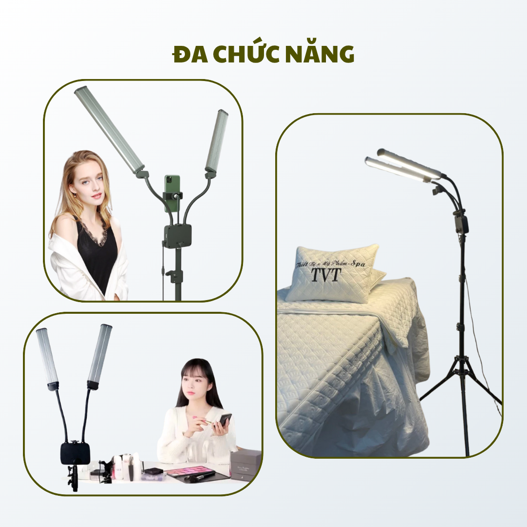 Đ&egrave;n 2 R&acirc;u Trợ S&aacute;ng Spa HULAKO Trợ S&aacute;ng Livestream, Phun Xăm, Spa, Điểu Chỉnh 3 M&agrave;u S&aacute;ng, 2 nh&aacute;nh linh hoạt, ch&acirc;n cao cấp Hot