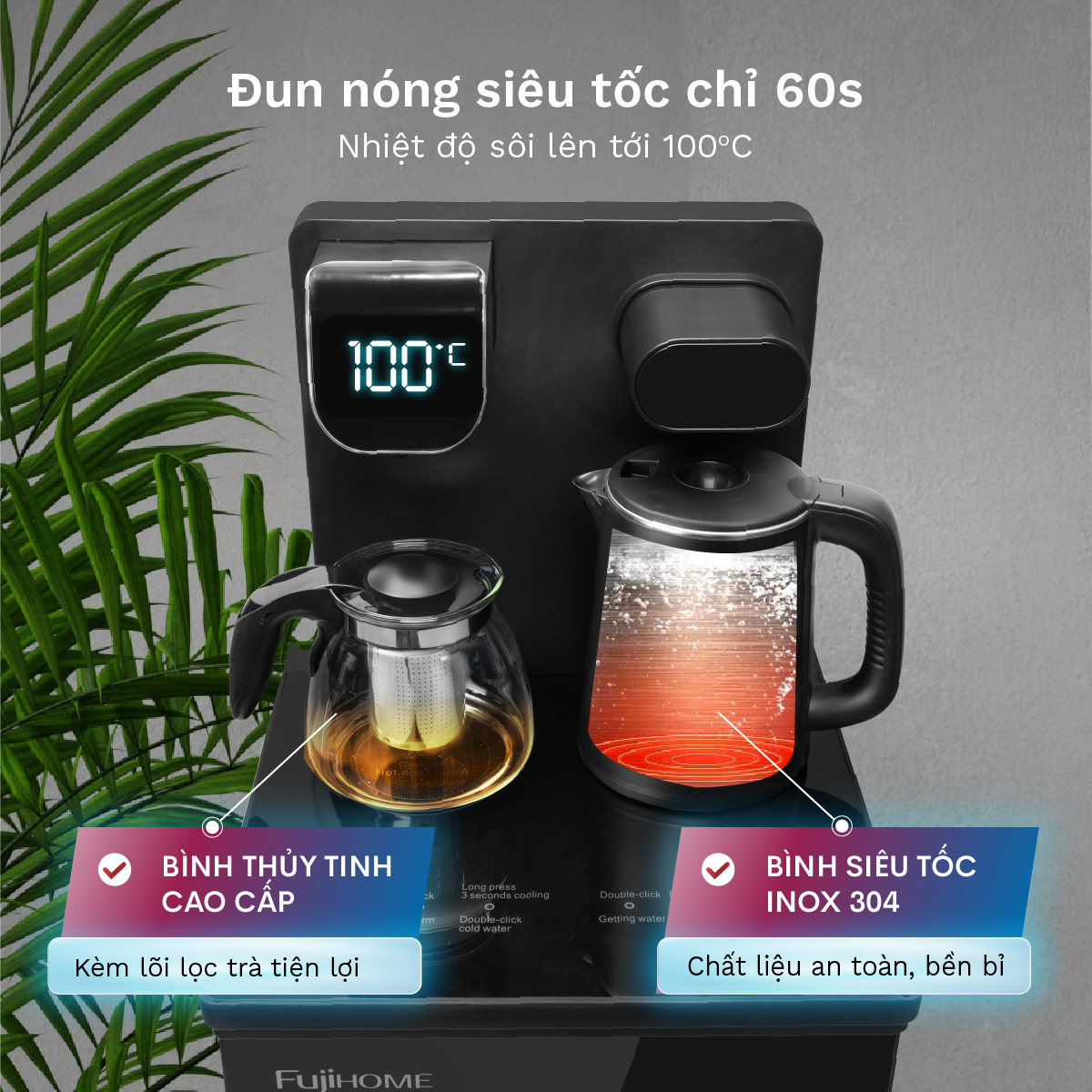 C&acirc;y nước B&agrave;n pha Tr&agrave;, Cafe n&oacute;ng lạnh FUJIHOME, c&acirc;y nước n&oacute;ng lạnh b&igrave;nh h&uacute;t &acirc;m dispenser water Hot
