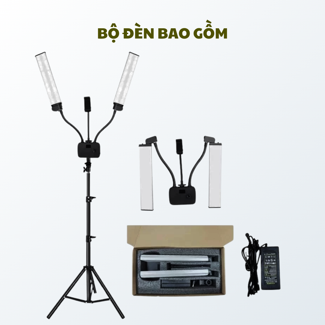 Đ&egrave;n 2 R&acirc;u Trợ S&aacute;ng Spa HULAKO Trợ S&aacute;ng Livestream, Phun Xăm, Spa, Điểu Chỉnh 3 M&agrave;u S&aacute;ng, 2 nh&aacute;nh linh hoạt, ch&acirc;n cao cấp Hot