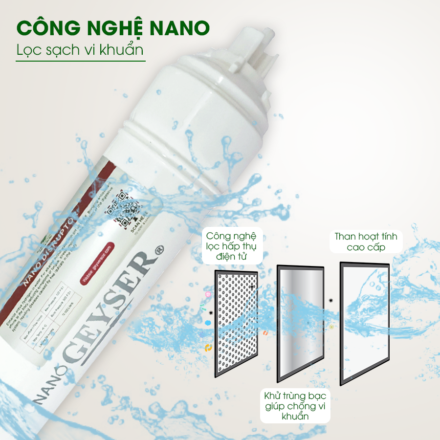 M&aacute;y lọc nước Nano Geyser ECO CRYSTAL, C&ocirc;ng nghệ m&agrave;ng lọc Nano, Bảo h&agrave;nh 5 năm Hot