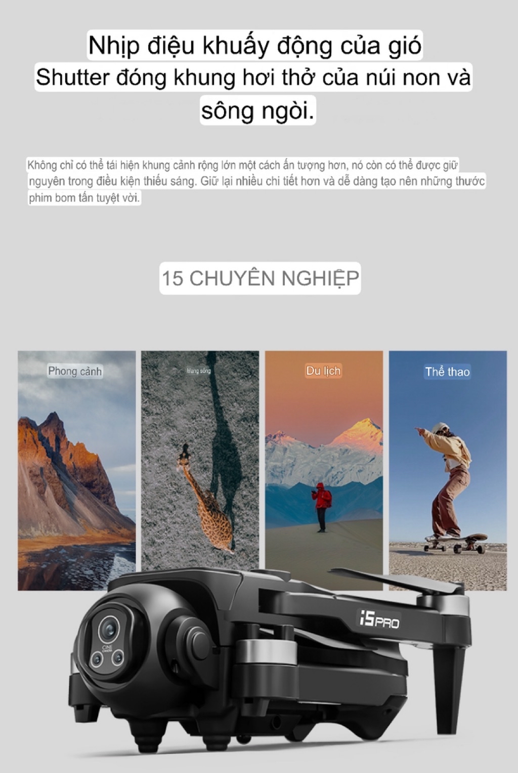 Flycam i5 Pro động cơ không chổi than , camera to , có 2 camera Hot