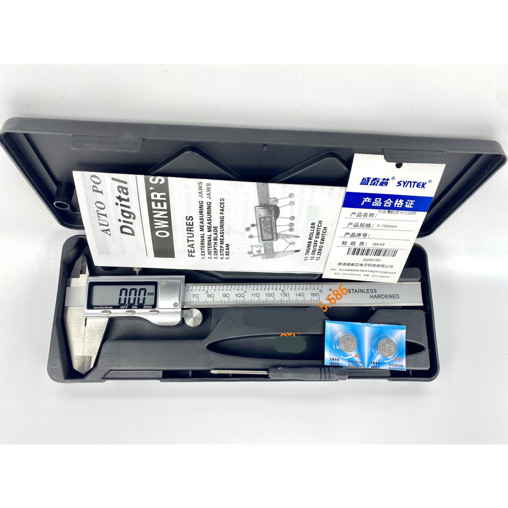 Thước kẹp điện tử 150mm th&eacute;p hợp kim kh&ocirc;ng rỉ m&agrave;n h&igrave;nh LCD Syntek