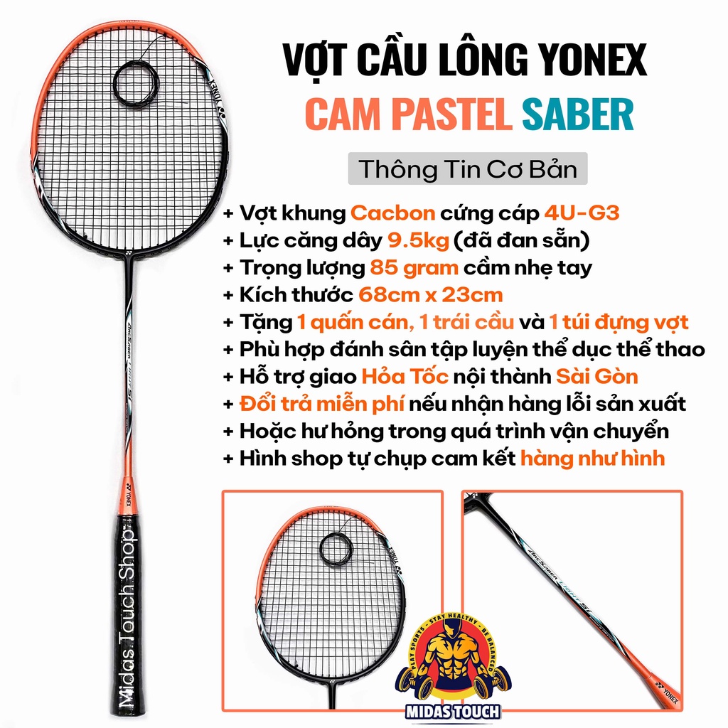 1 Vợt cầu lông Yonex cao cấp 100% Cacbon đan dây tốt 9,5kg tặng 3 món quà