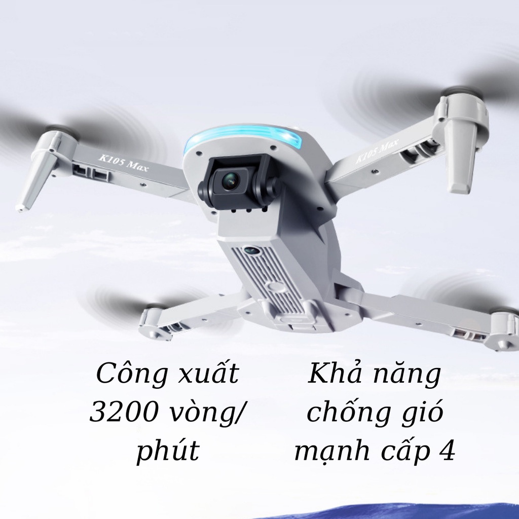 Flycam Mini K105 Max Tránh Trướng Ngại Vật Đa Hướng Chụp Ảnh Trên Không Độ Net 4K Cảm Biến Nhào Lộn 360°