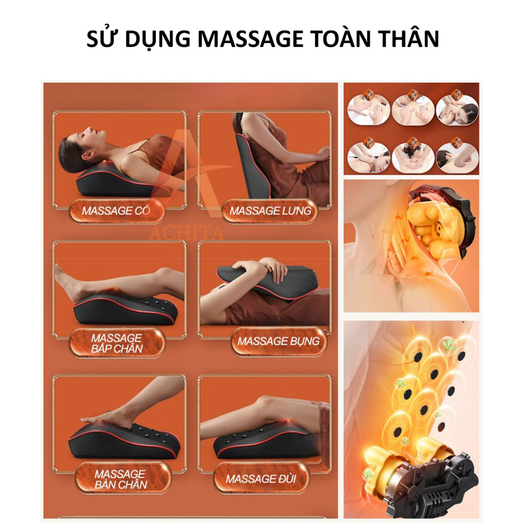 Gối Massage Cổ Vai Gáy Hồng Ngoại RULAX RL19 Phiên Bản Cao Cấp Kết Hợp Nam Châm