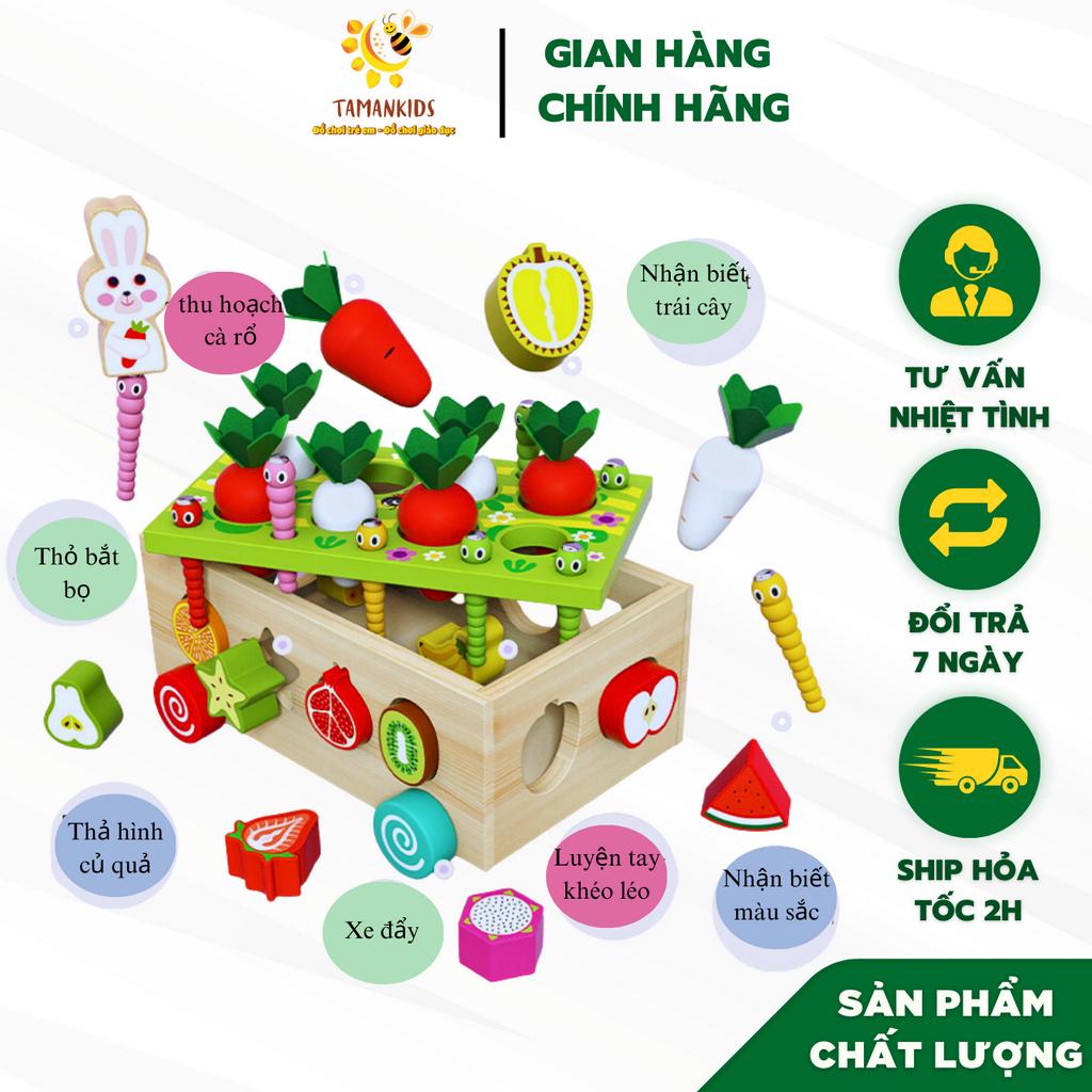 Đồ Chơi Thả H&igrave;nh Khối Bằng Gỗ Đồ Chơi Th&ocirc;ng Minh C&oacute; Xe K&eacute;o, Thả H&igrave;nh Nhổ C&agrave; Rốt Gi&aacute;o Cụ