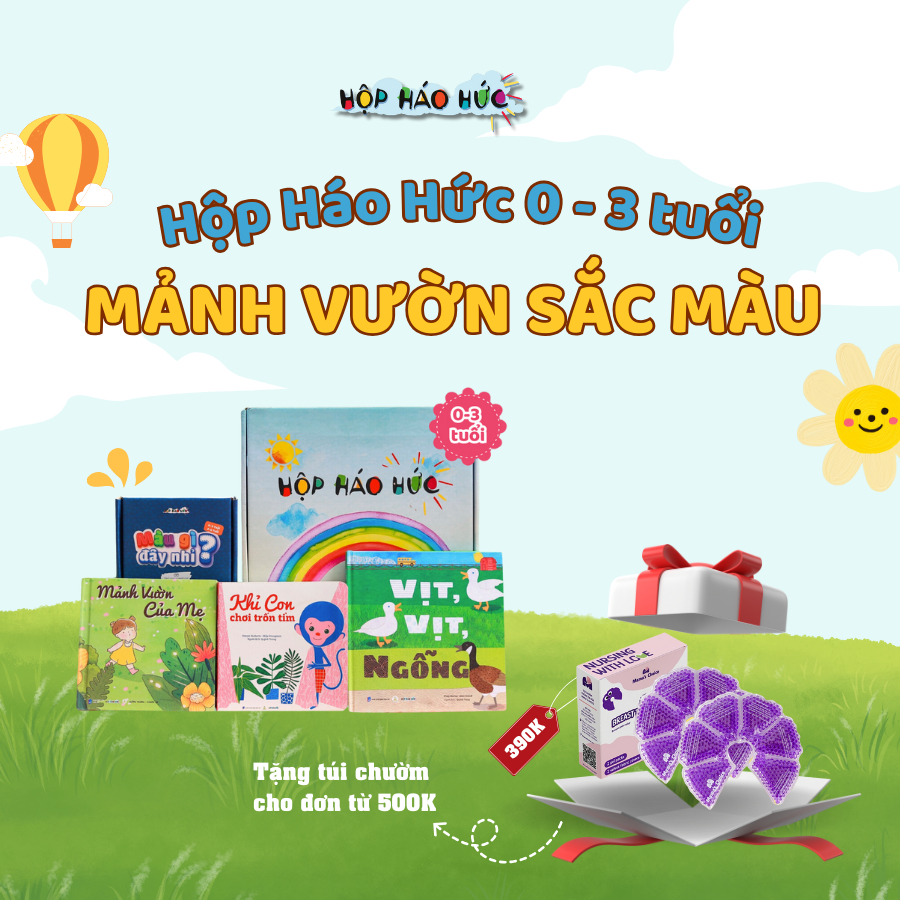 Hộp H&aacute;o Hức Mảnh vườn sắc m&agrave;u cho b&eacute; 0-3 tuổi, gồm 3 s&aacute;ch thiếu nhi v&agrave; tr&ograve; chơi M&agrave;u g&igrave; đ&acirc;y nhỉ? Hot