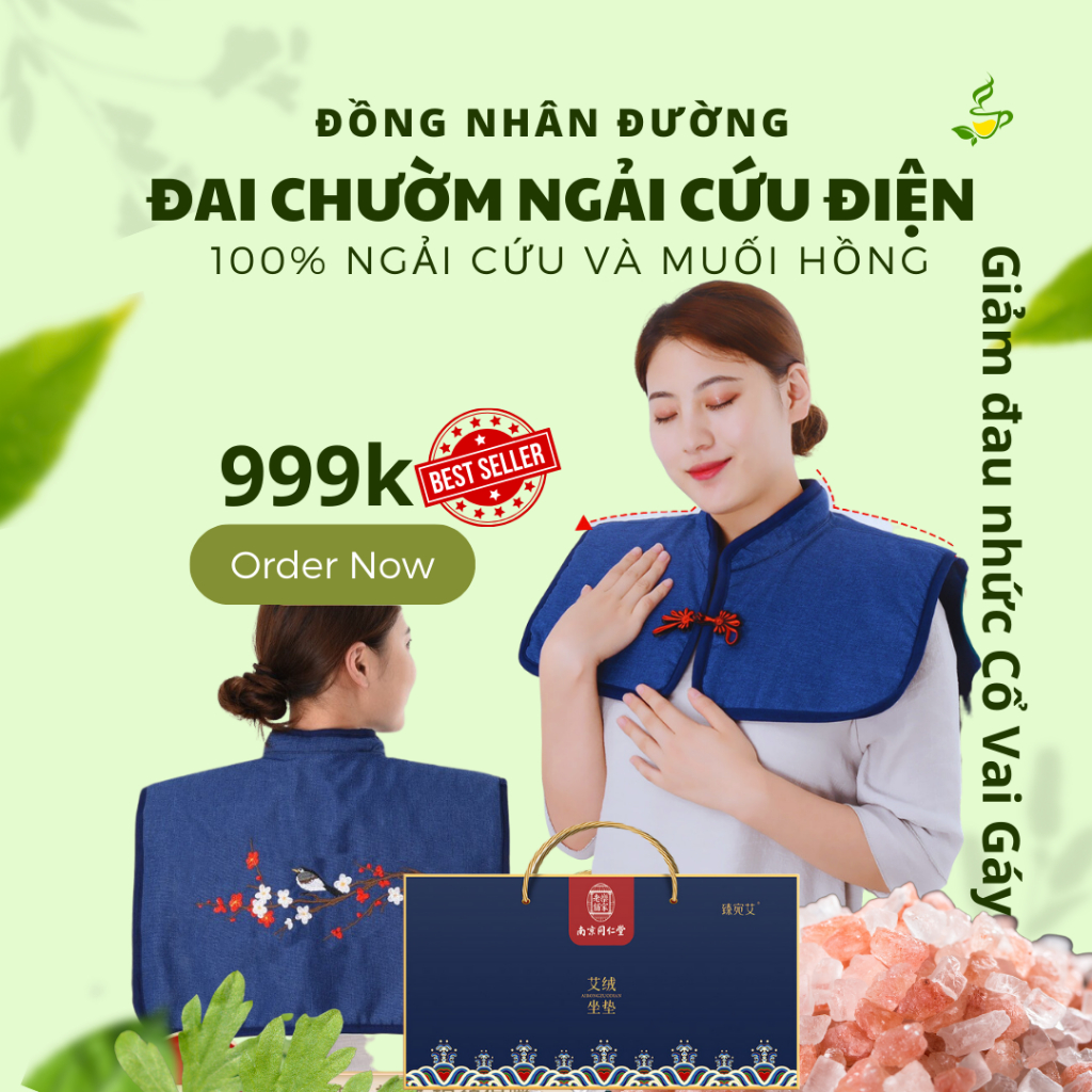 Đai Chườm Thảo Dược ĐỒNG NH&Acirc;N ĐƯỜNG Giảm Đau Vai G&aacute;y Cổ, Giảm Căng Cứng Cơ, Tăng Tuần Ho&agrave;n M&aacute;u L&agrave;m N&oacute;ng Bằng Điện