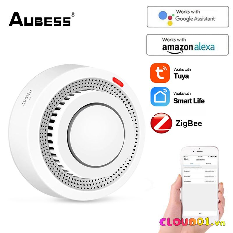 Tuya Đầu b&aacute;o kh&oacute;i th&ocirc;ng minh Zigbee B&aacute;o ch&aacute;y th&ocirc;ng minh &Acirc;m thanh lũy tiến Cảm biến kh&oacute;i quang điện Hot