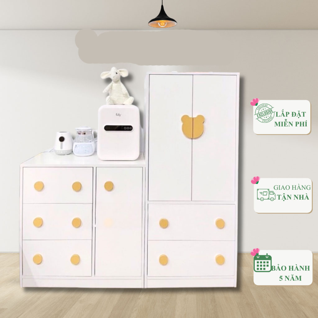 Set Combo 2 Tủ Gấu Tiện Lợi Chịu Lực Tốt Đựng Quần &Aacute;o Cho B&eacute;  Hot