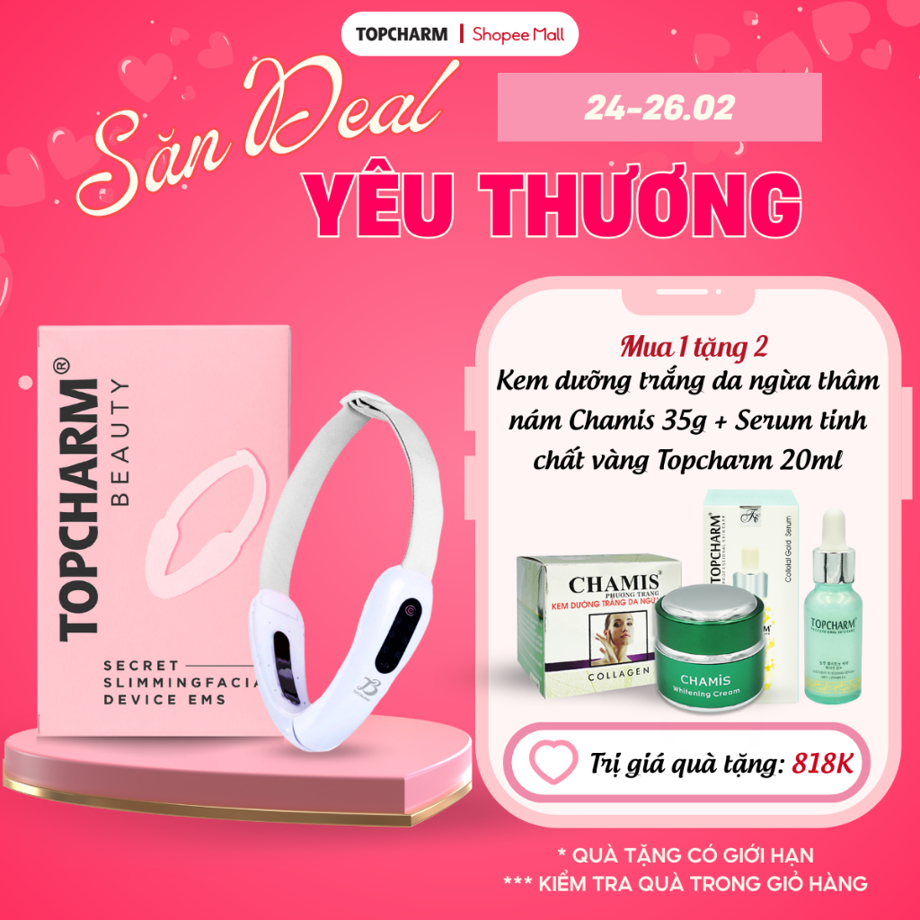 Máy nâng cơ mặt tạo cằm Vline Massage Topcharm giúp Định Hình và Làm Thon Gọn Mặt Công Nghệ EMS Cao Cấp