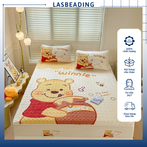 Ga gối nỉ Nhung Trần b&ocirc;ng bo chun bọc đệm Disney cao cấp chuẩn nhập Hot