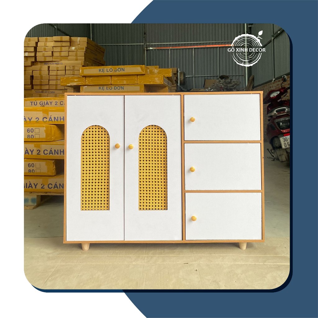 Tủ gi&agrave;y gỗ đa năng, kệ gi&agrave;y 5 c&aacute;nh phối m&acirc;y sang trọng hiện đại, chất liệu gỗ MDF phủ MINE chống thấm chống xước Hot