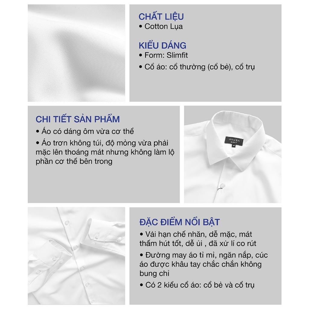&Aacute;o sơ mi trắng nam tay d&agrave;i đi học, đi l&agrave;m, vải lụa kh&ocirc;ng nhăn, thấm h&uacute;t mồ h&ocirc;i tốt 