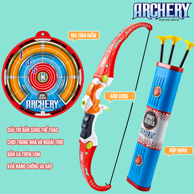 Đồ chơi b&eacute; trai bắn cung ANDY KIDS cung t&ecirc;n an to&agrave;n cung t&ecirc;n chắc khỏe, mũi t&ecirc;n bằng silicon h&uacute;t d&iacute;nh an to&agrave;n Cao Cấp