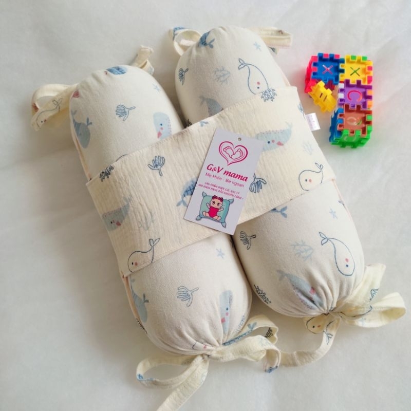 S&eacute;t vỏ gối chống tr&agrave;o v&agrave; vỏ gối chặn chống giật m&igrave;nh cho b&eacute;, vải x&ocirc; muslin đẹp loại 1 Hot