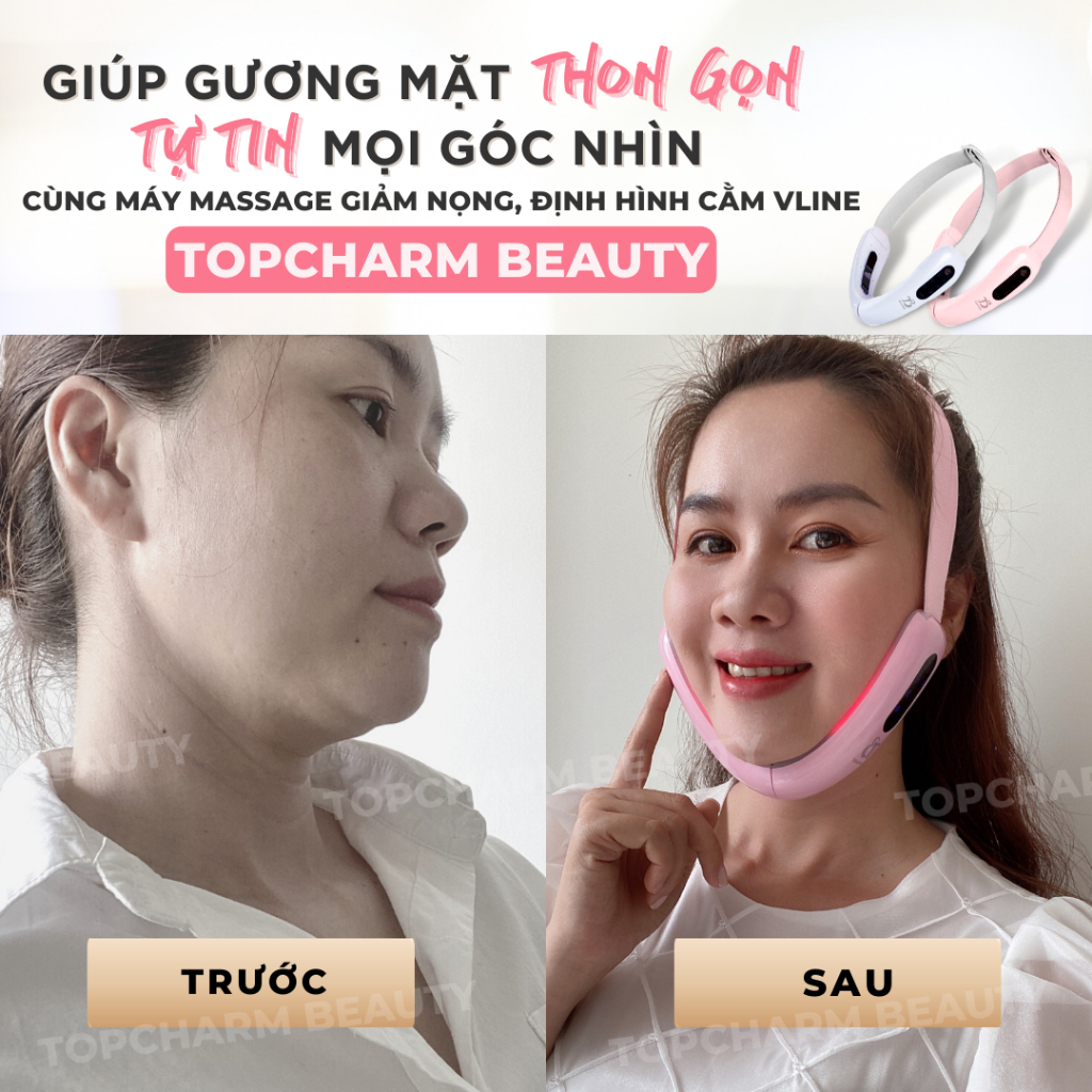 Máy nâng cơ mặt tạo cằm Vline Massage Topcharm giúp Định Hình và Làm Thon Gọn Mặt Công Nghệ EMS Cao Cấp