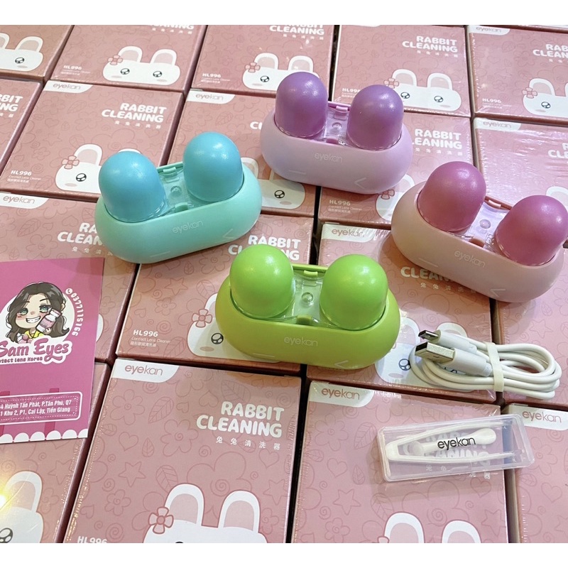 M&aacute;y rửa lens S&oacute;ng &acirc;m Tai Thỏ h&atilde;ng Eyekan loại tốt vệ sinh contactlens, k&iacute;nh &aacute;p tr&ograve;ng Hot
