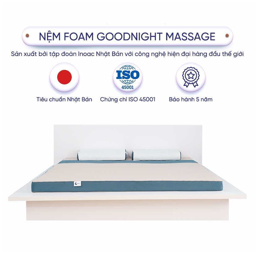 Nệm foam Goodnight Massage b&aacute;n chạy Việt Nam 9cm Cấu tr&uacute;c lượn s&oacute;ng duy tr&igrave; tư thế cột sống Hot 