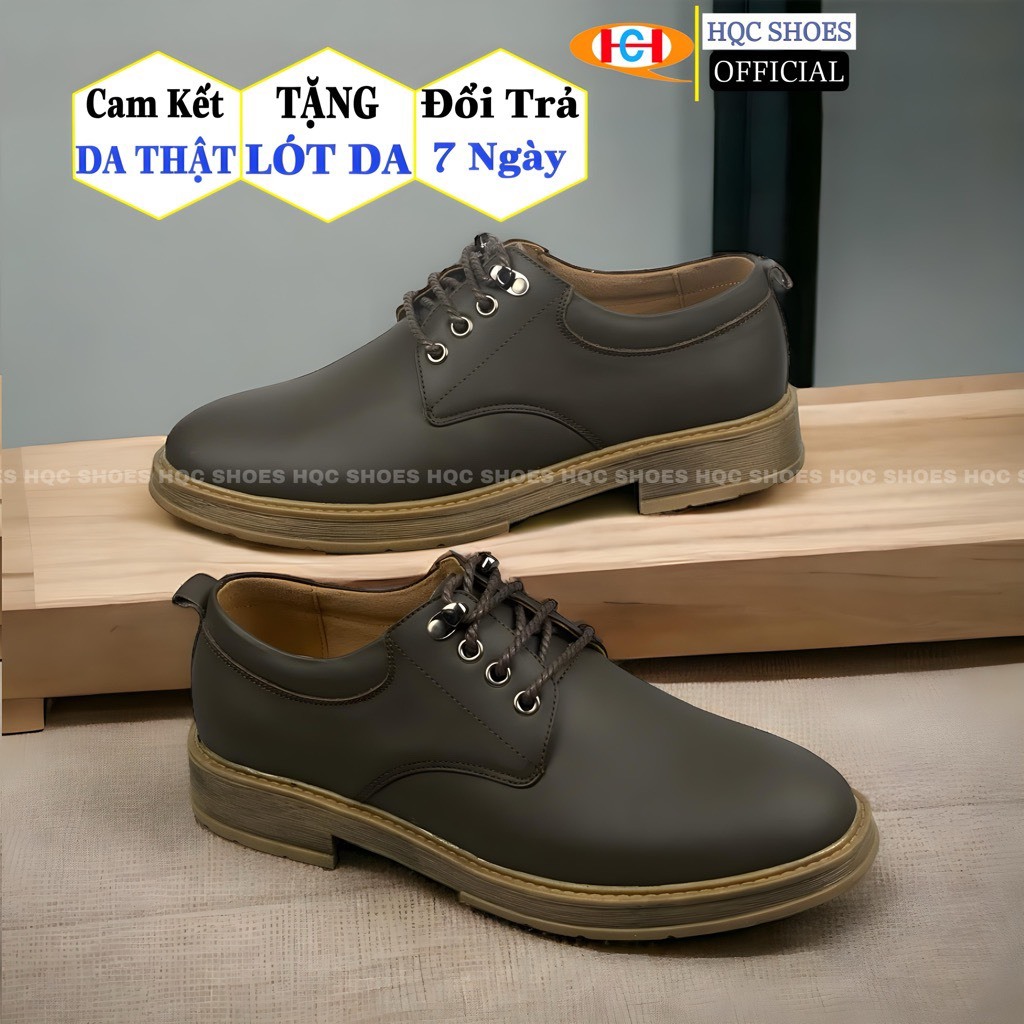 Gi&agrave;y nam HQC SHOES da b&ograve; nhập khẩu dầy dặn đế cao su bảo h&agrave;nh 1 năm Dr25 Hot