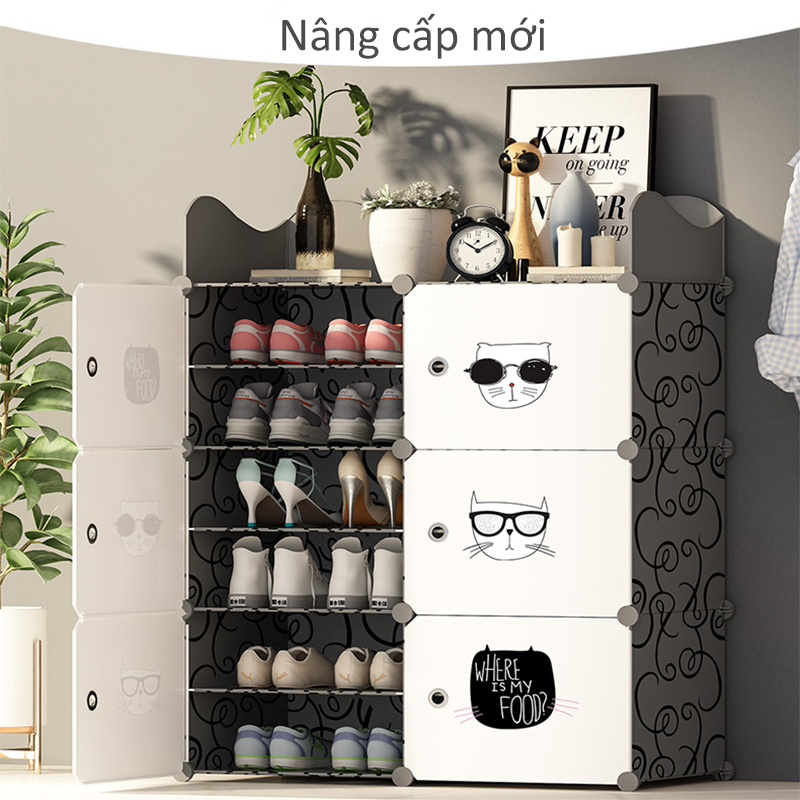 Tủ Gi&agrave;y,Kệ Gi&agrave;y Lắp Gh&eacute;p Đa Năng Hoạt h&igrave;nh Tủ nhựa PP đựng gi&agrave;y lắp gh&eacute;p Hot
