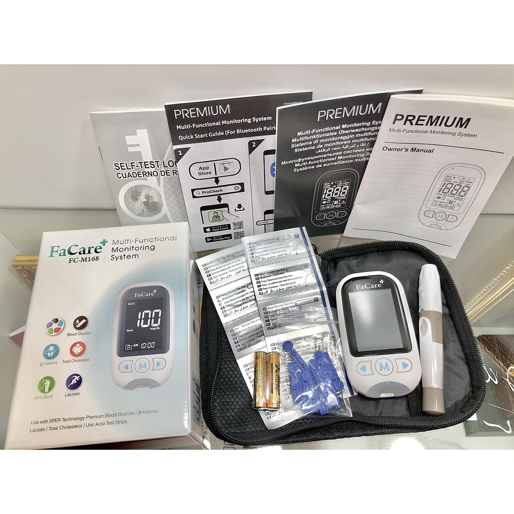 M&aacute;y đo Đường huyết, Mỡ m&aacute;u, AxitUric 5 trong 1 Facare FC-M168 (TD-4216) bluetooth Hot