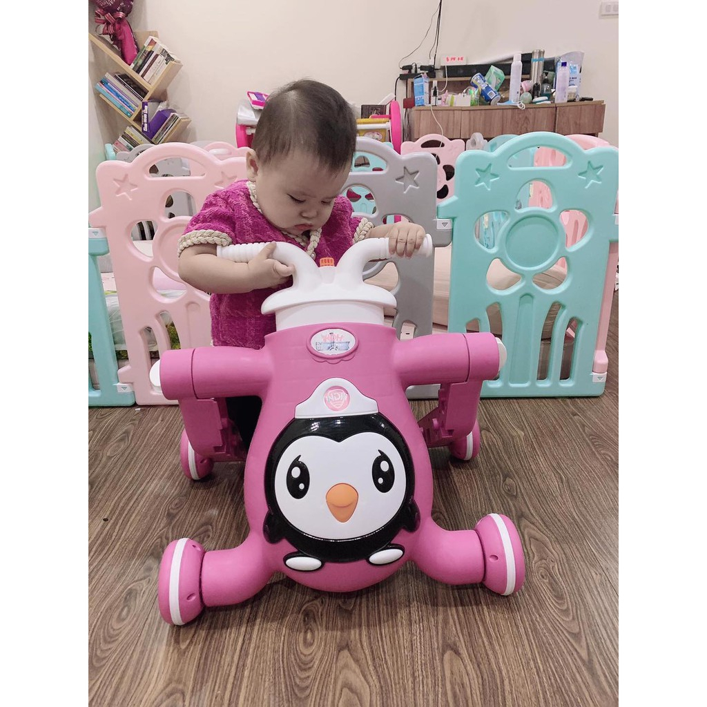 Xe đẩy tập đi chim c&aacute;nh cụt 3in1 cho b&eacute; c&oacute; nhạc đ&egrave;n (tập đi-xe ch&ograve;i-xe trượt) Cao Cấp