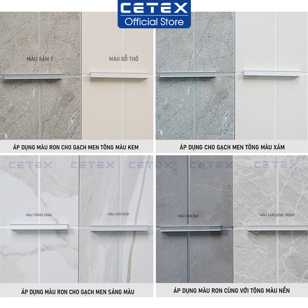 Combo keo ch&iacute;t mạch gạch, keo ch&agrave; ron 2 th&agrave;nh phần Cetex v&agrave; bộ dụng cụ thi c&ocirc;ng chống thấm