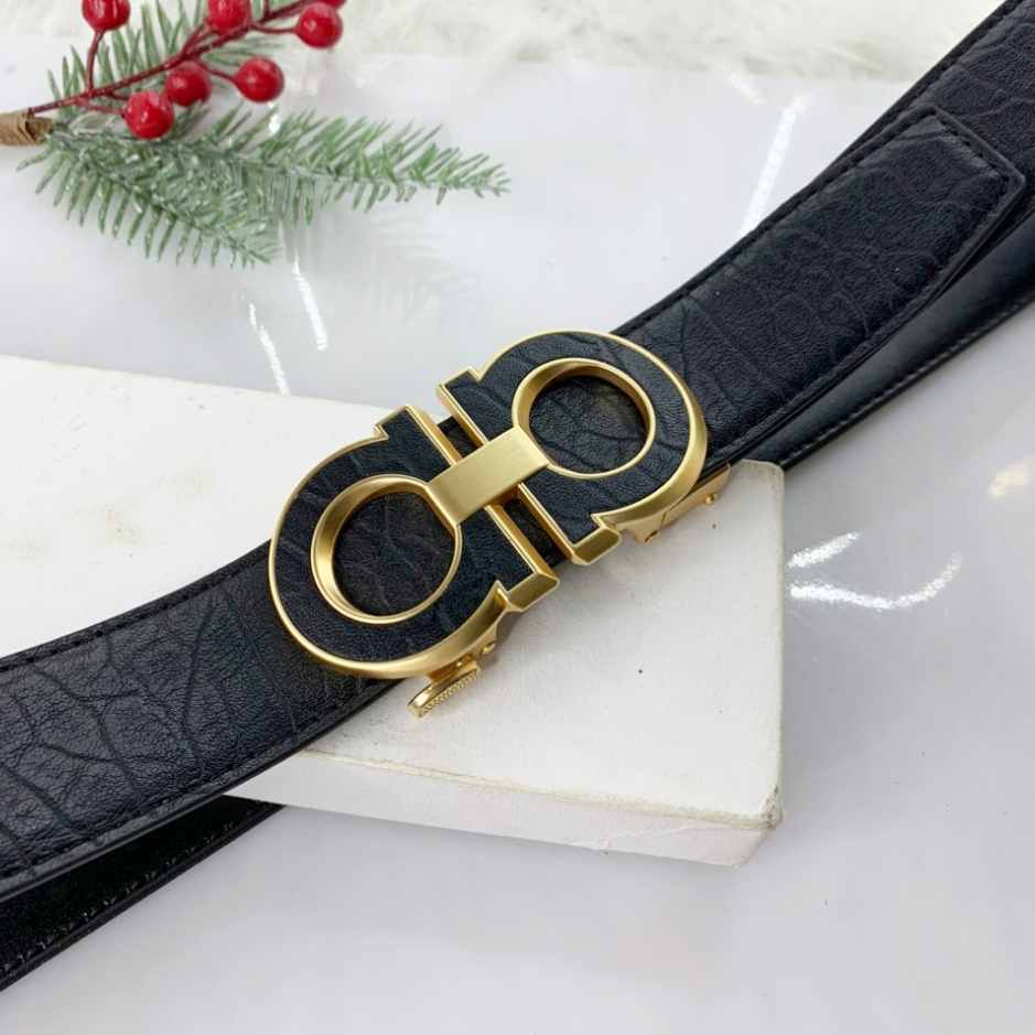 Thắt Lưng Nam Da B&ograve; Nguy&ecirc;n Tấm Bản 3.5cm Kh&oacute;a Gạt Tự Động H&agrave;ng Xịn Hot