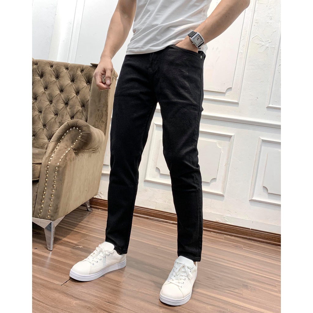 Quần Jean Nam Đen Xước Nhẹ D&aacute;ng Vừa Kiểu D&aacute;ng Trẻ Trung Hot