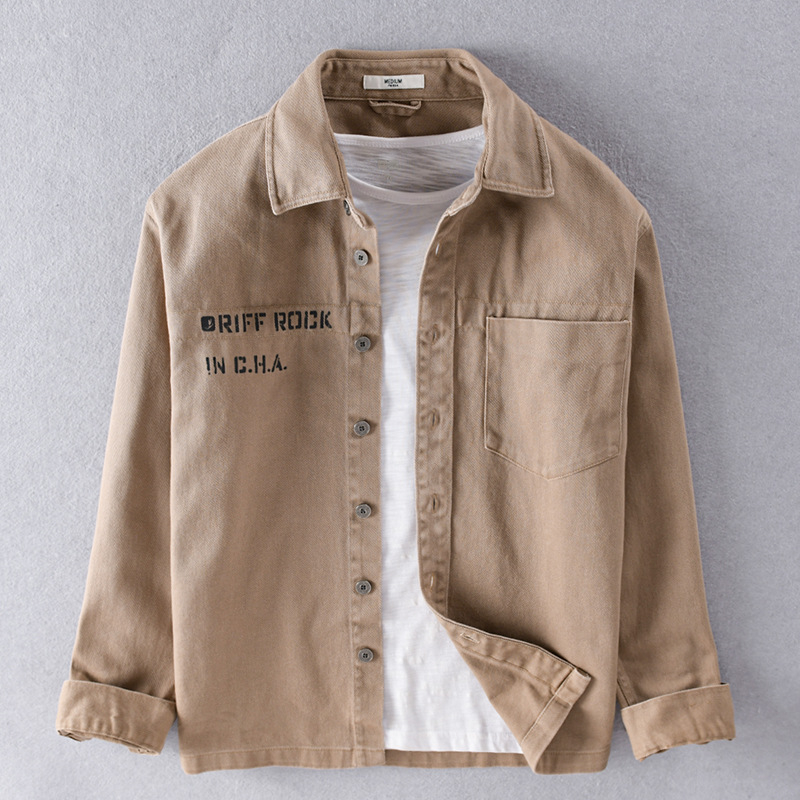 &Aacute;o kho&aacute;c sơ mi nam chất liệu kaki cao cấp Hot