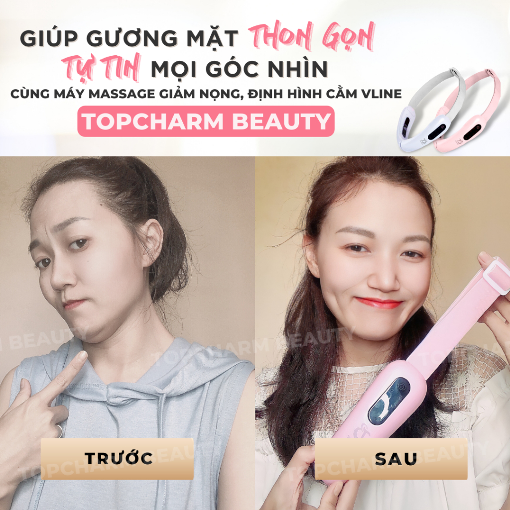 Máy nâng cơ mặt tạo cằm Vline Massage Topcharm giúp Định Hình và Làm Thon Gọn Mặt Công Nghệ EMS Cao Cấp