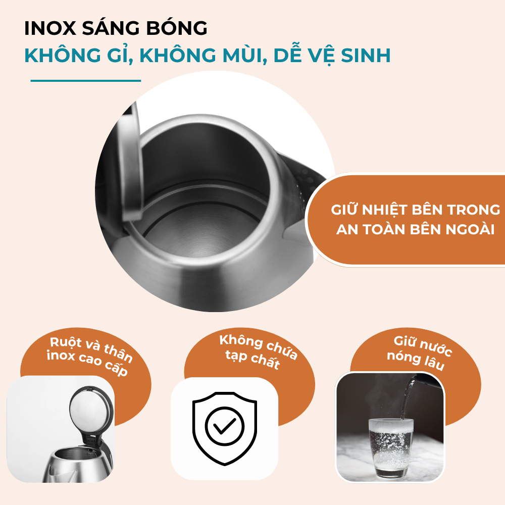 Ấm si&ecirc;u tốc Bennix BN-205EK Dung t&iacute;ch 2.5L Hot