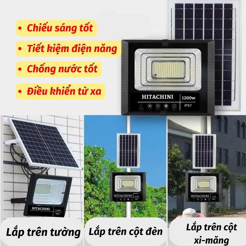 Đ&egrave;n Led Năng Lượng Mặt Trời 1200W Tiết Kiệm Điện Chống Nước Tốt  Si&ecirc;u Hot